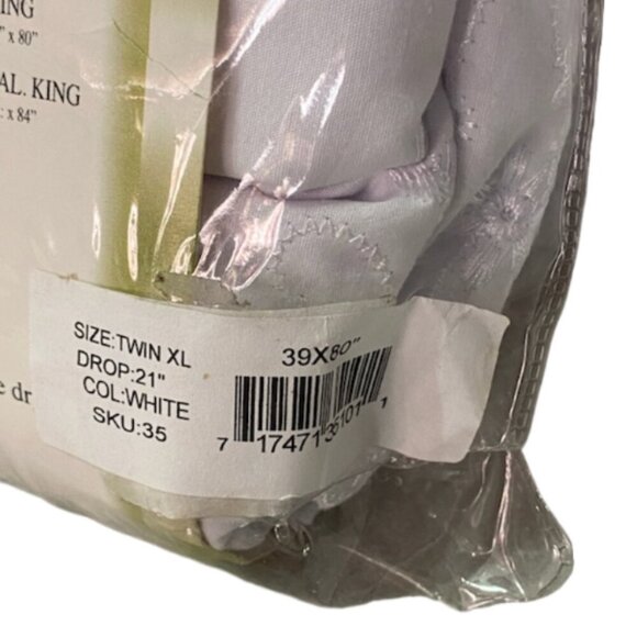 NEW Harmony Lane White Eyelet Ruffled Bed Skirt Twin XL Shabby Chic Cottage NIP - Picture 5 of 5